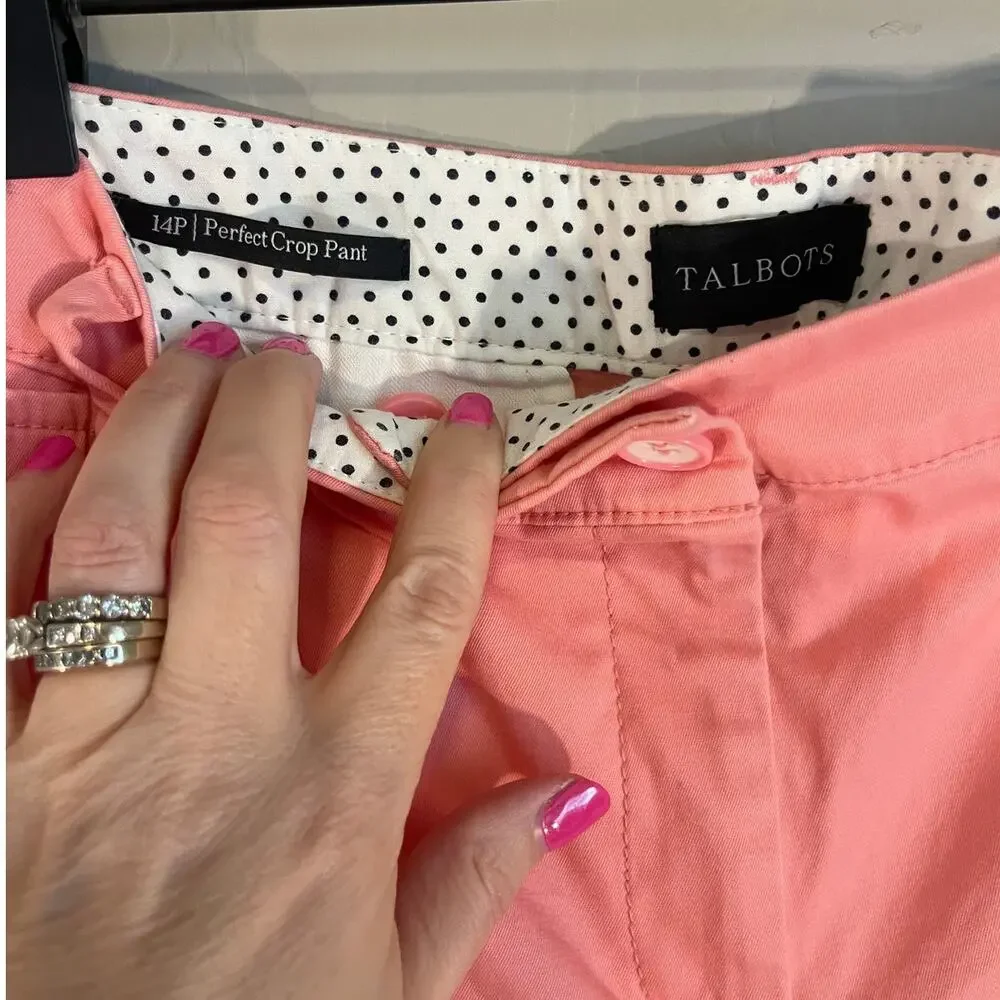 Talbots Women's Pink/Coral Perfect Crop pants with button detail - 14 Petite - Picture 5 of 5